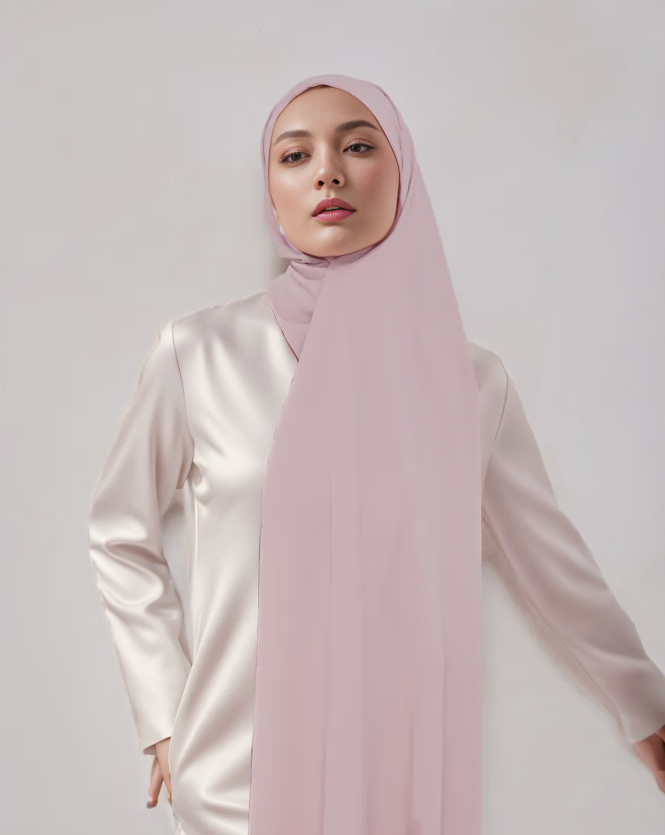Premium Chiffon Hijab - Pink Rose