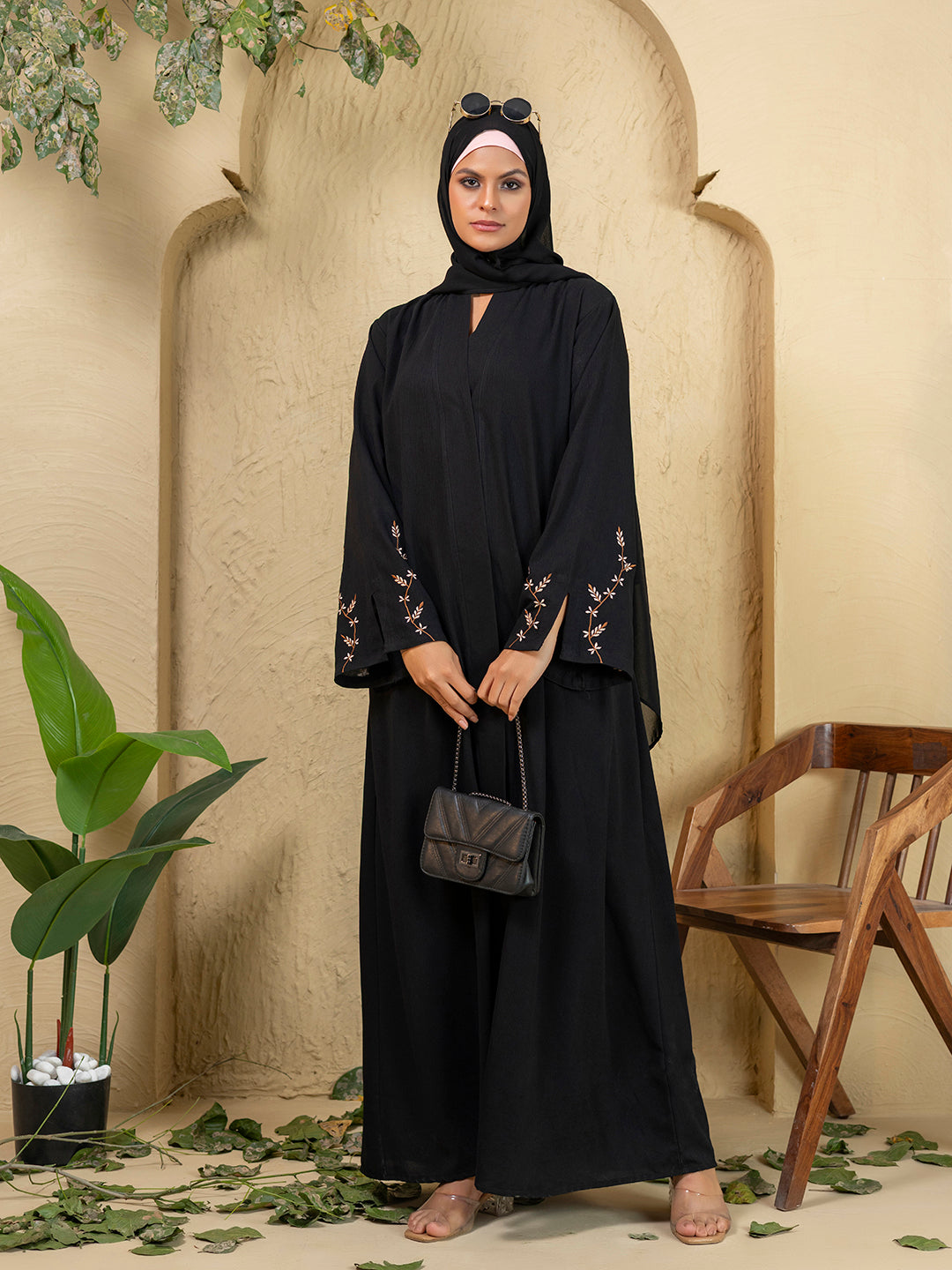 Classic Embroidered Black Abaya
