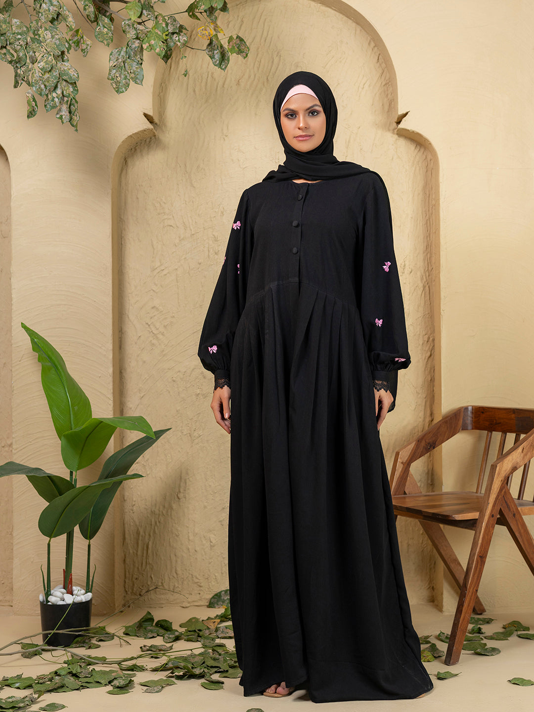 Black Blossom Abaya