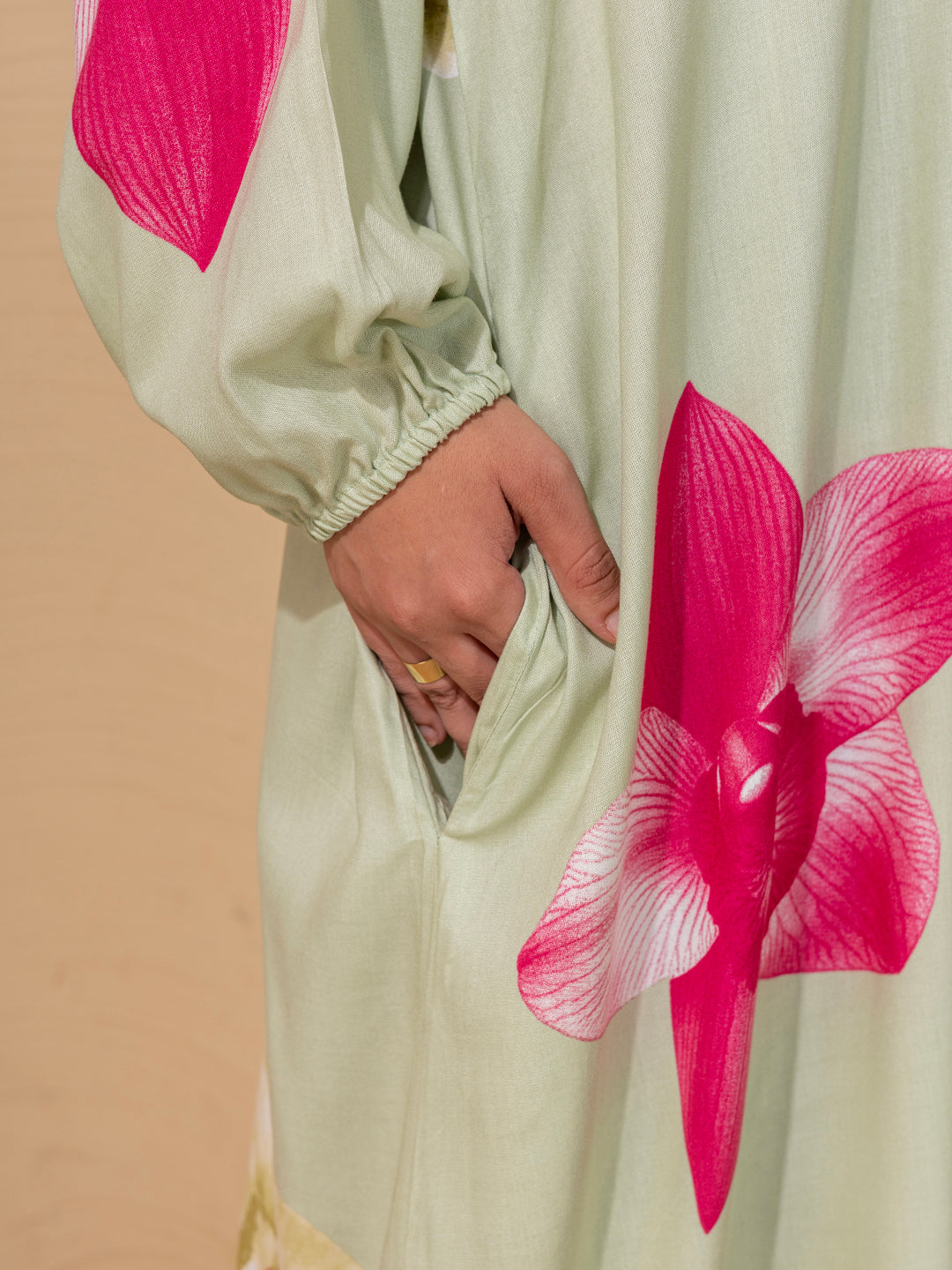 Green Floral Print Prayer Gown