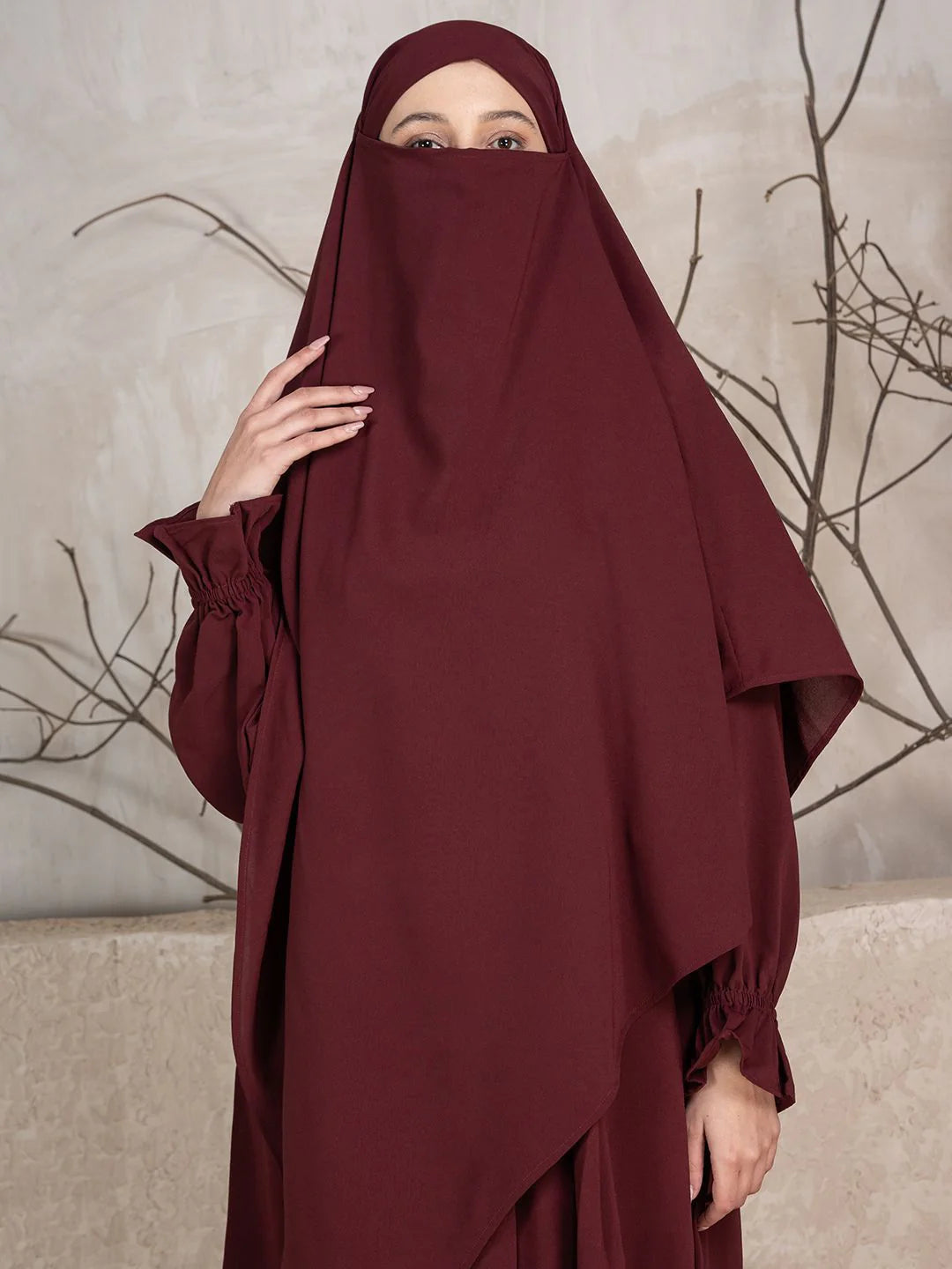 Abaya With Khimar - Maroon