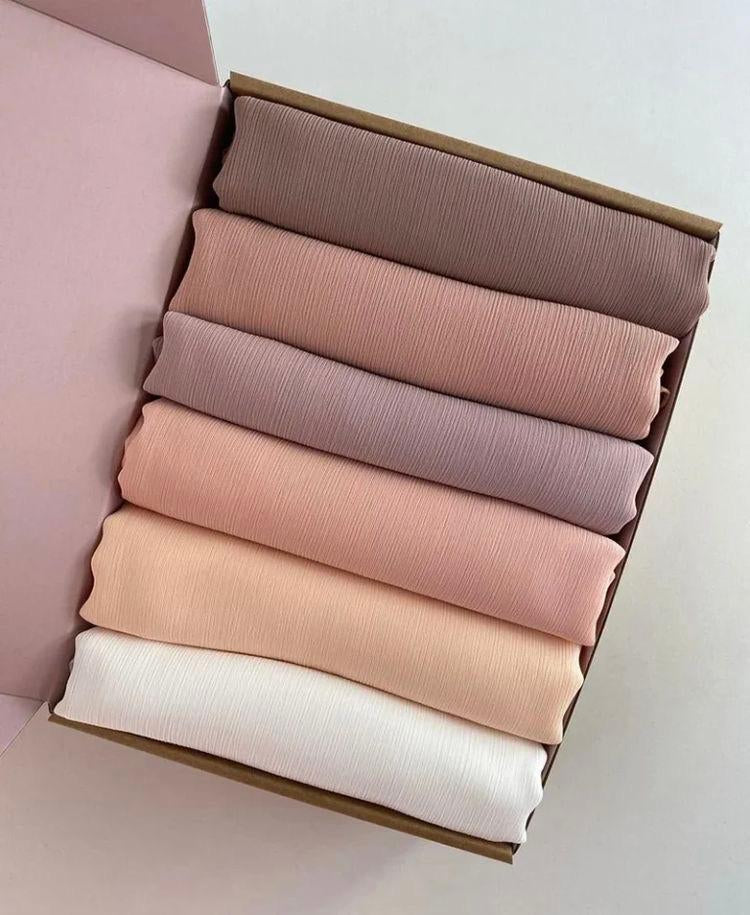 Deluxe Crinkle Silk - Satin Hijabs - Six Shades - Mawdeest