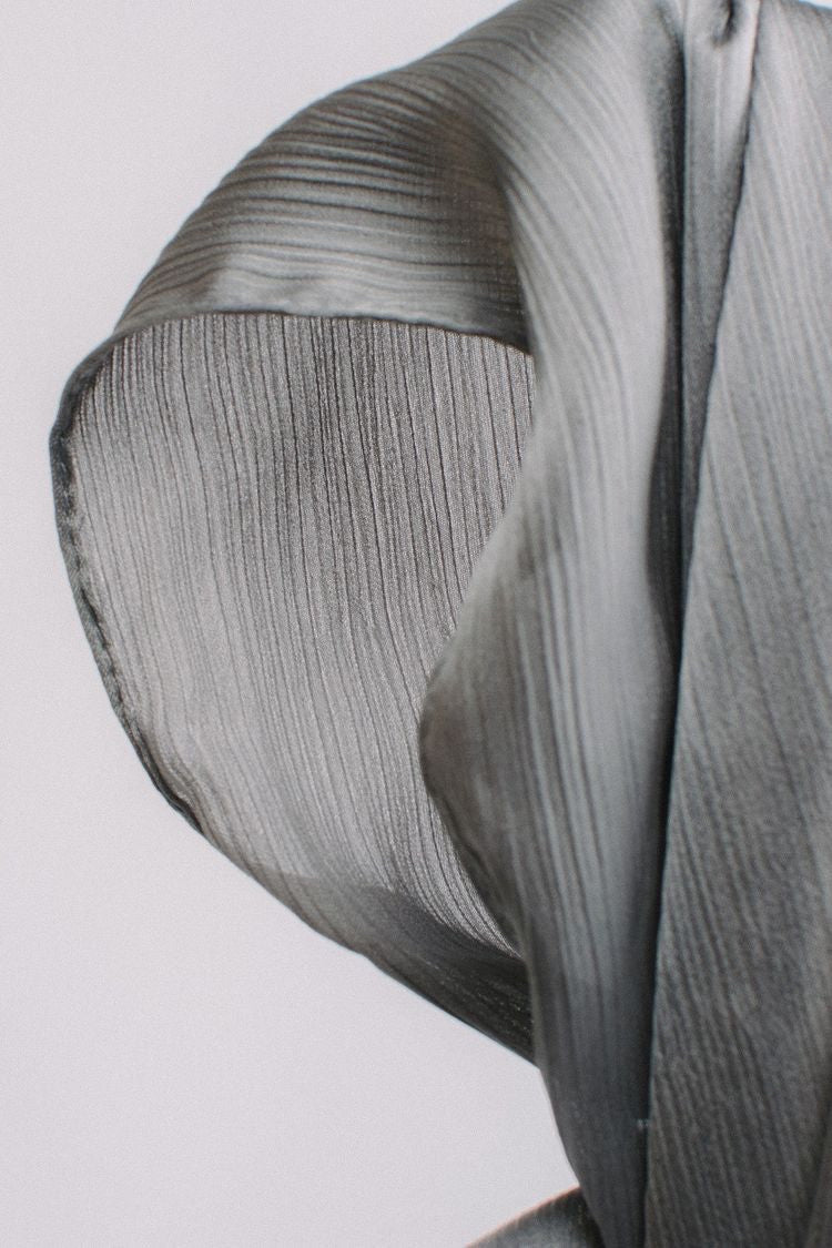 Crinkle Silk - Satin Hijab - Grey - Mawdeest