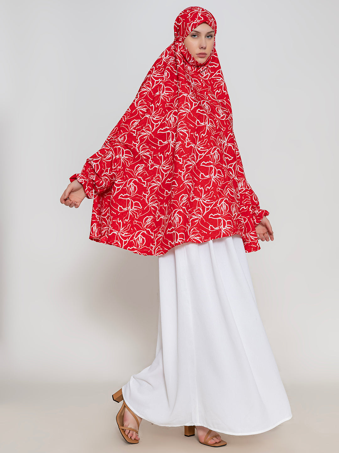 Red & White Namaz Dupatta
