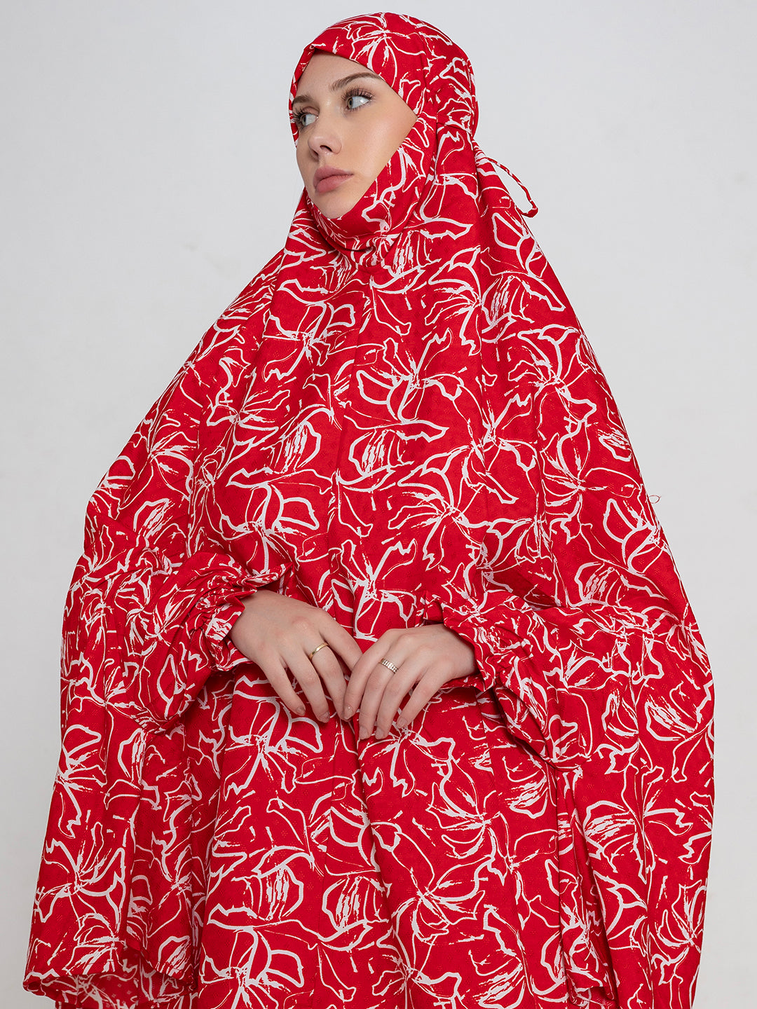 Red & White Namaz Dupatta
