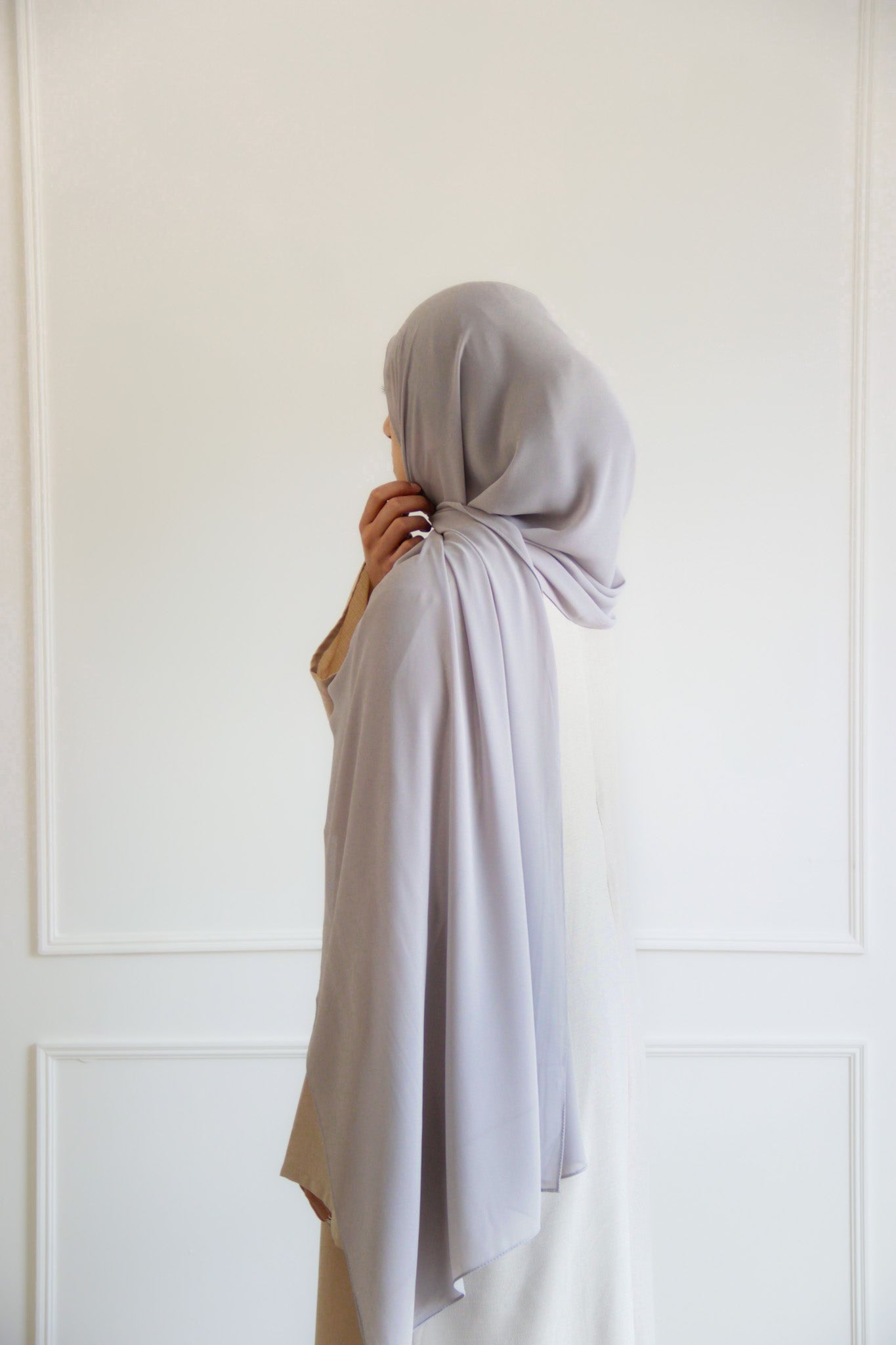 Premium Chiffon Hijab - Nude Grey