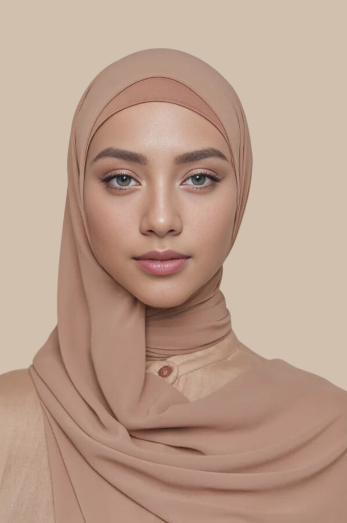 Luxury Ginger Brown chiffon hijab scarf for women by Mawdeest