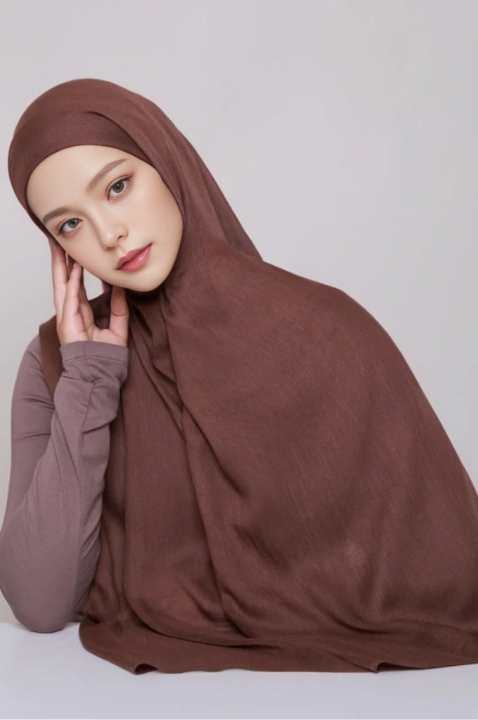 Espresso Brown Modal Hijab - Mawdeest