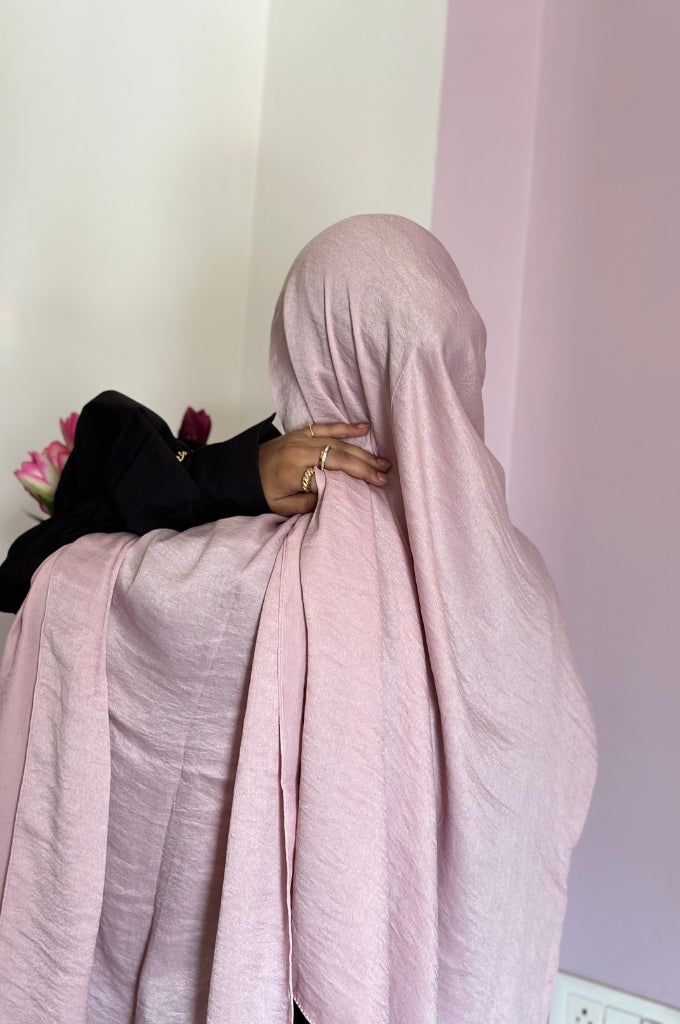 Turkish Satin Cotton Hijab - Pink
