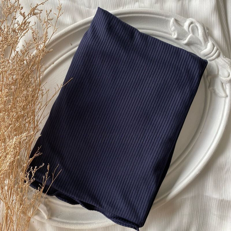 Ribbed Jersey Hijab - Navy Blue