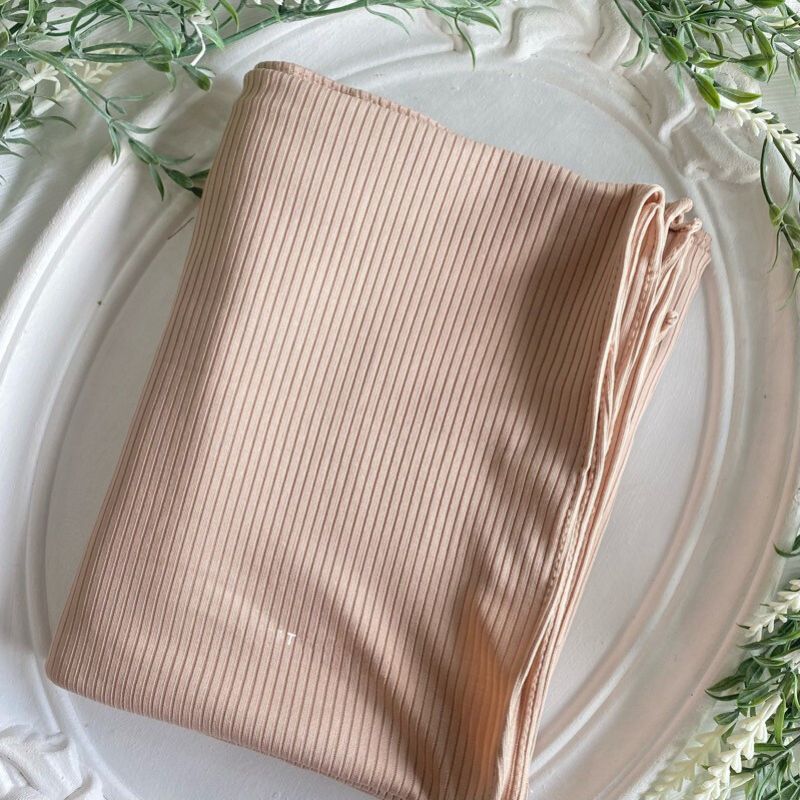 Ribbed Jersey Hijab - Light Peach - Mawdeest