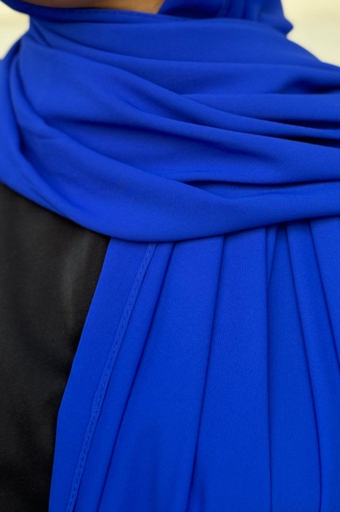 Royal blue medina silk hijab buy online India opaque chiffon non transparent soft breathable modest wear – Mawdeest