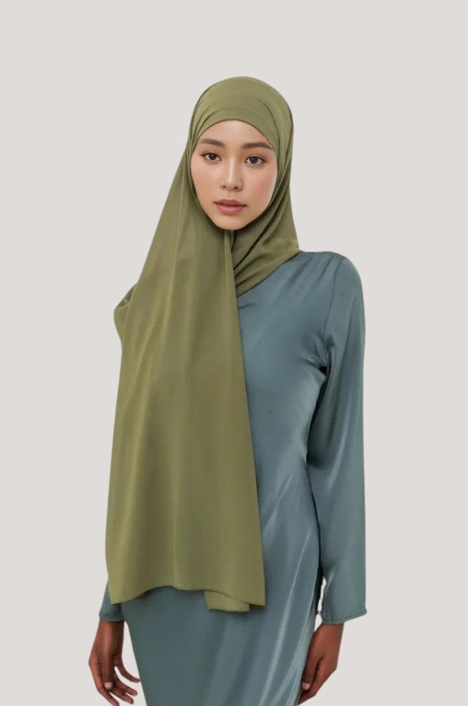 Premium Chiffon Hijab - Crocodile Green - Mawdeest