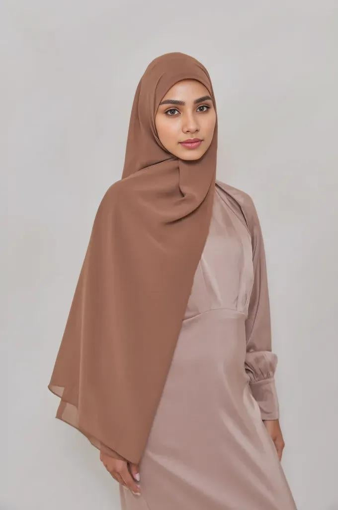 Premium Chiffon Hijab - Rusty Brown - Mawdeest
