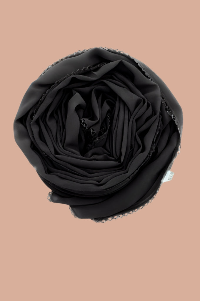 Basic Crochet Chiffon Hijab - Charcoal Grey