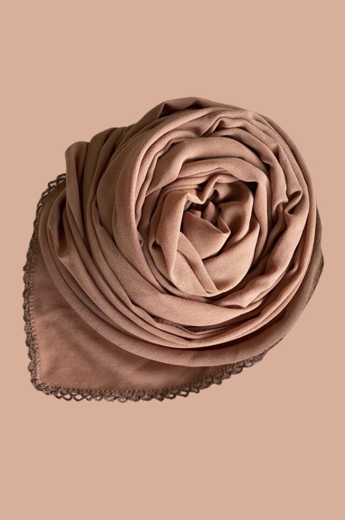 Basic Crochet Chiffon Hijab - Rusty Brown