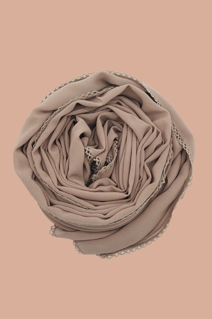 Basic Crochet Chiffon Hijab - Beige