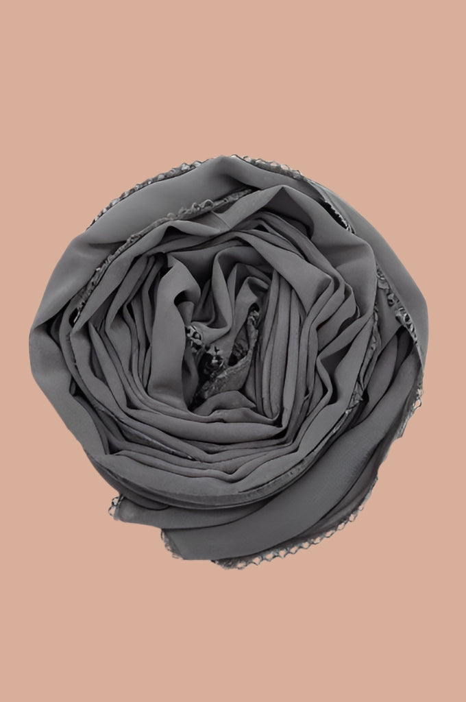 Basic Crochet Chiffon Hijab - Grey