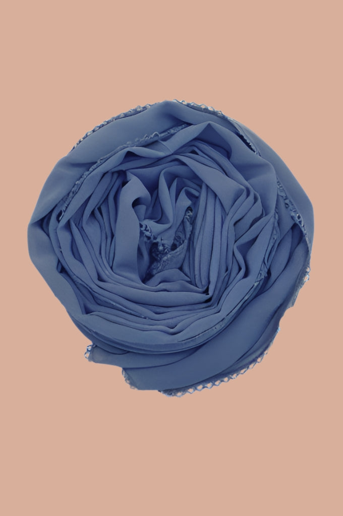 Basic Crochet Chiffon Hijab - Denim Blue