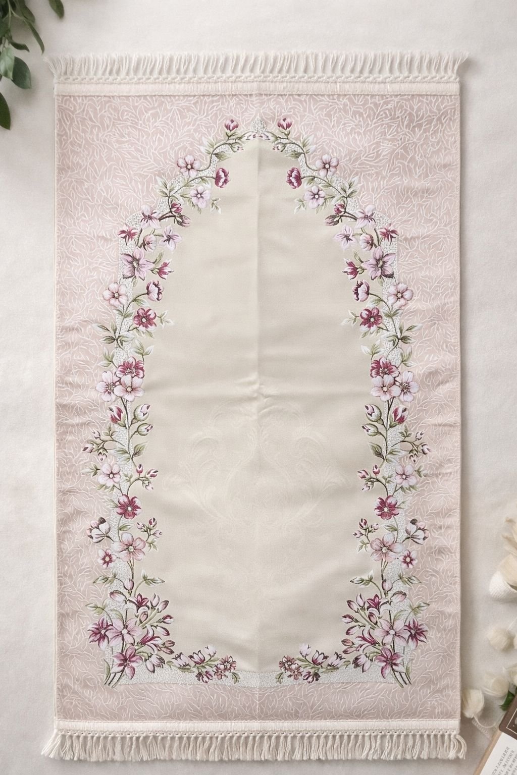 Rose Pink Floral Janamaz (Prayer Mat) - Made in Turkey