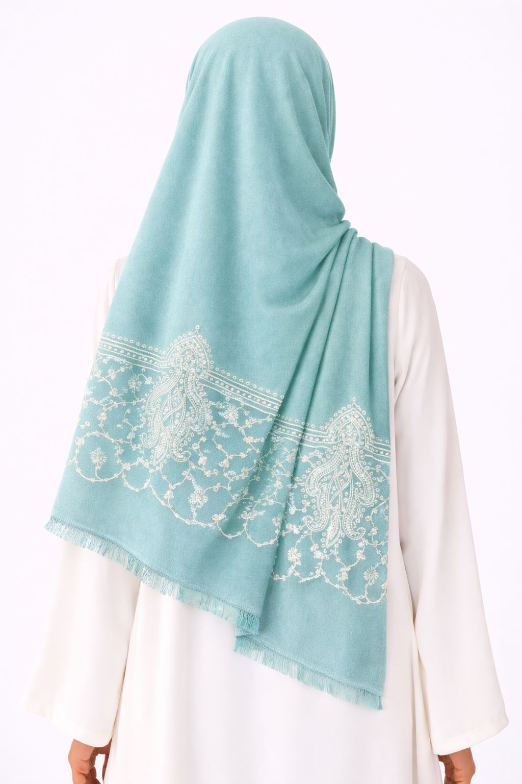 Paisley Thread Embroidery Hijab - Sky Blue
