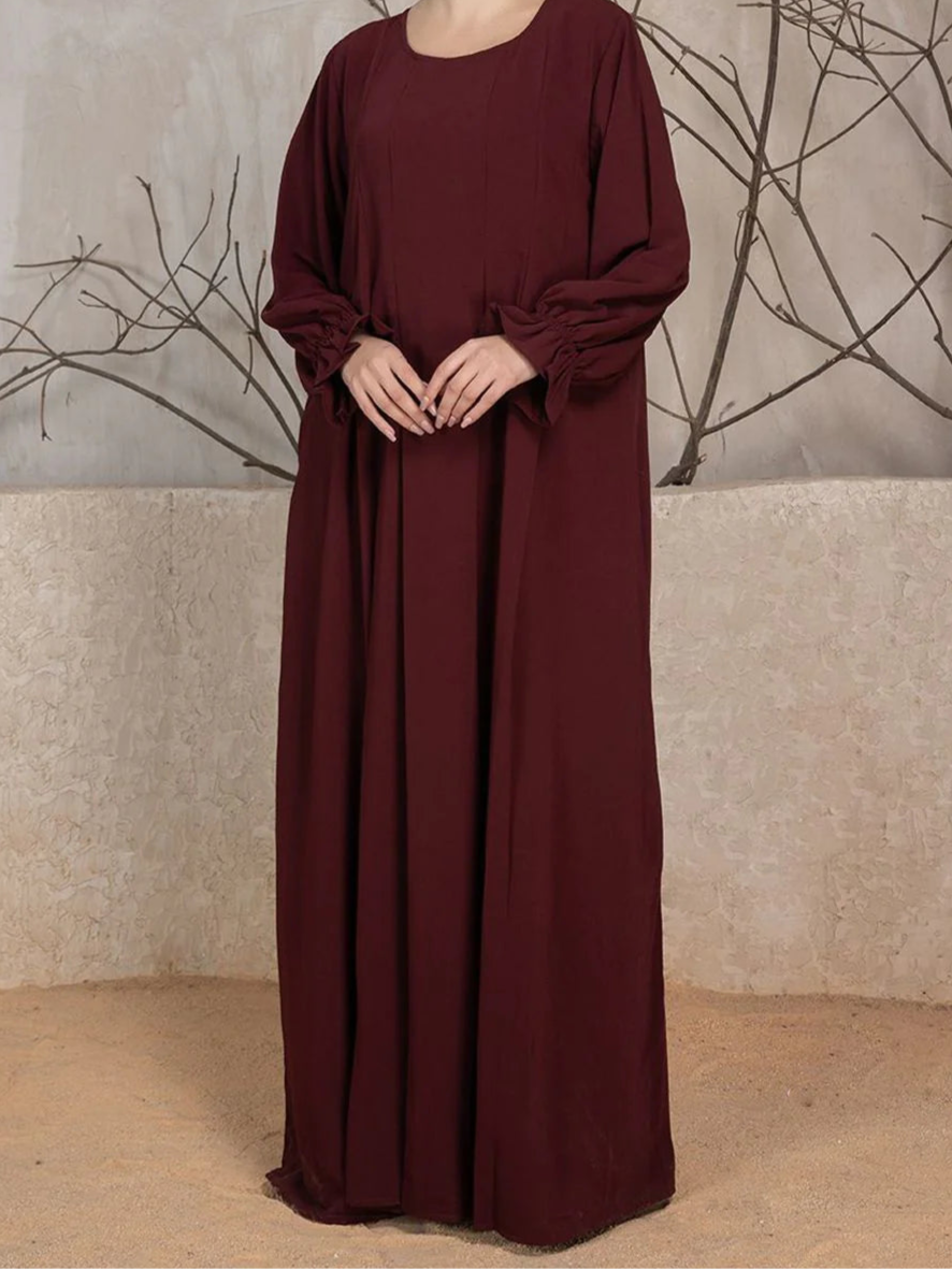 Abaya With Khimar - Maroon