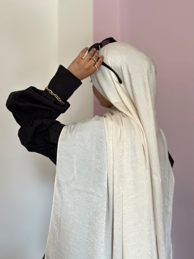 Affordable beige Turkish satin cotton hijab for women India soft breathable modest fashion scarf – Mawdeest