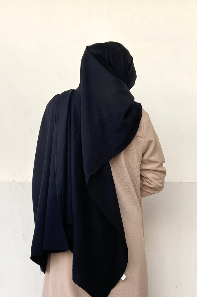 Malaysian Cotton Hijab - Black - Mawdeest