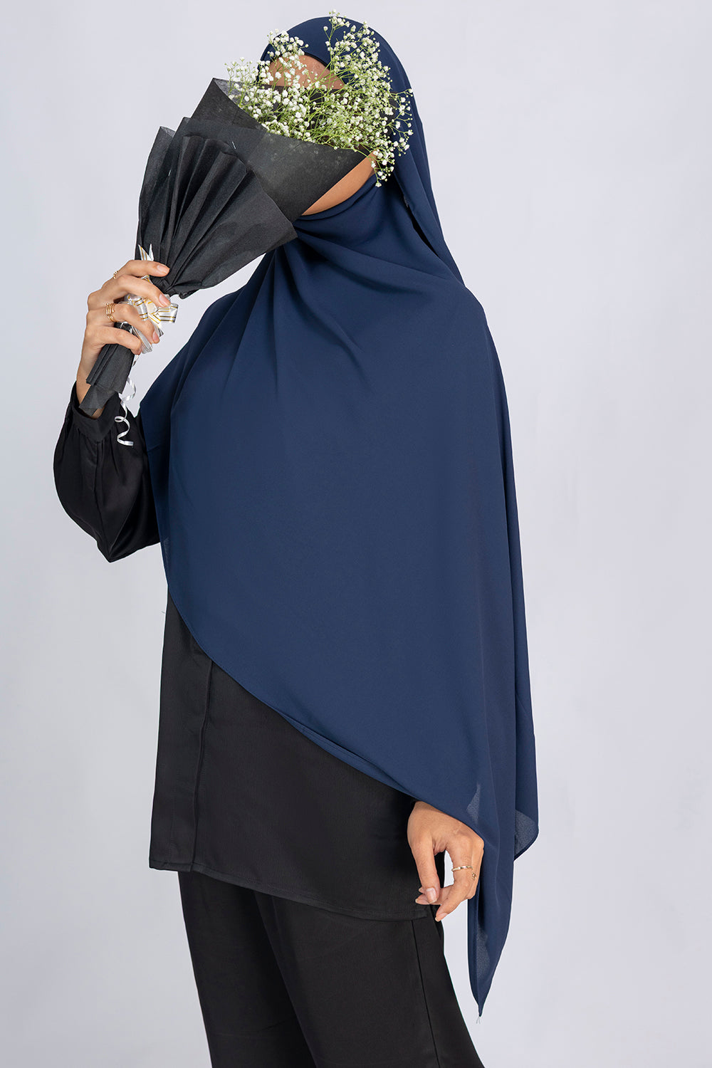 Buy Navy Blue chiffon hijab online in India – Mawdeest