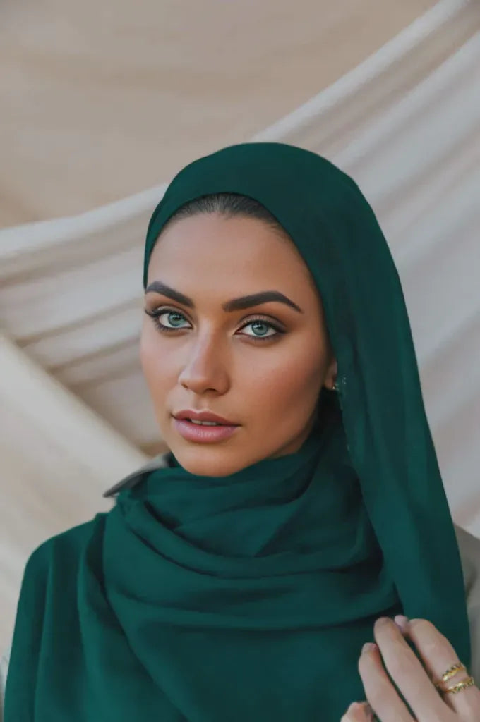 Best bottle green premium cotton hijab for women India soft lightweight breathable modest scarf – Mawdeest