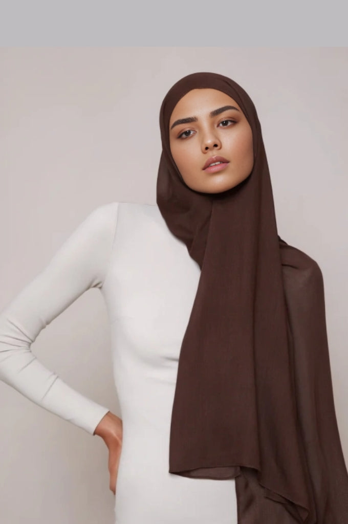 Rich brown modal hijab for women – soft breathable premium modest scarf Mawdeest India
