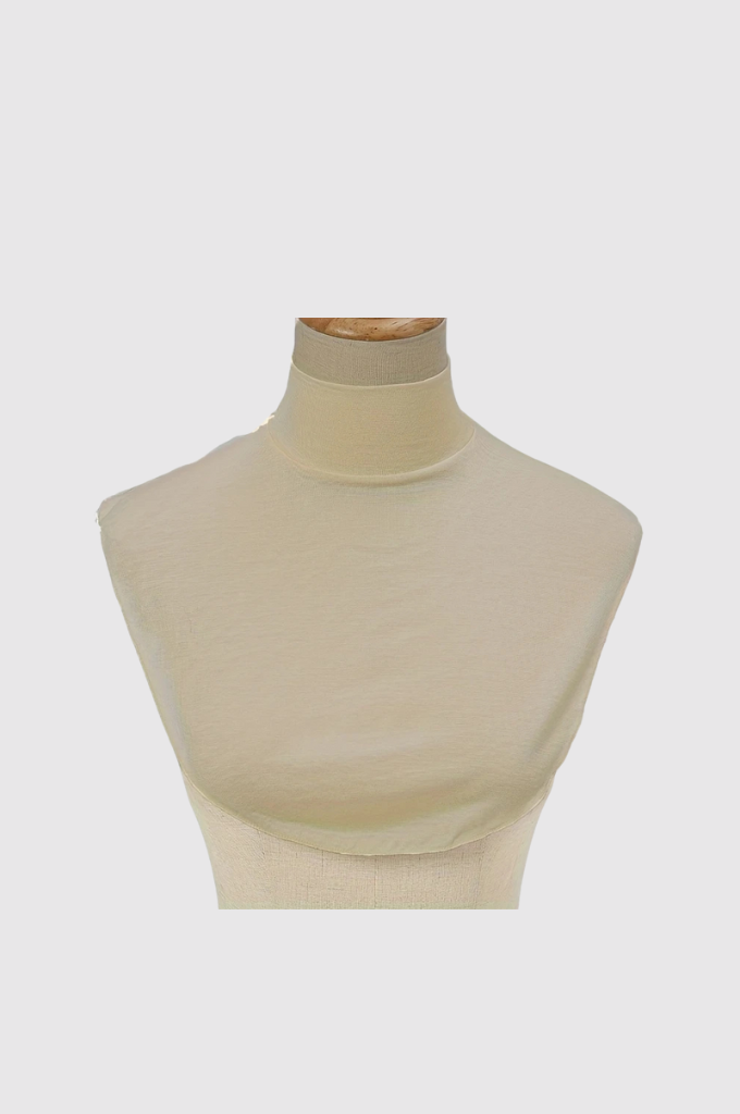 Light khaki turtleneck neck cover for hijabis looking for modest layering full neck coverage and elegant styling in India