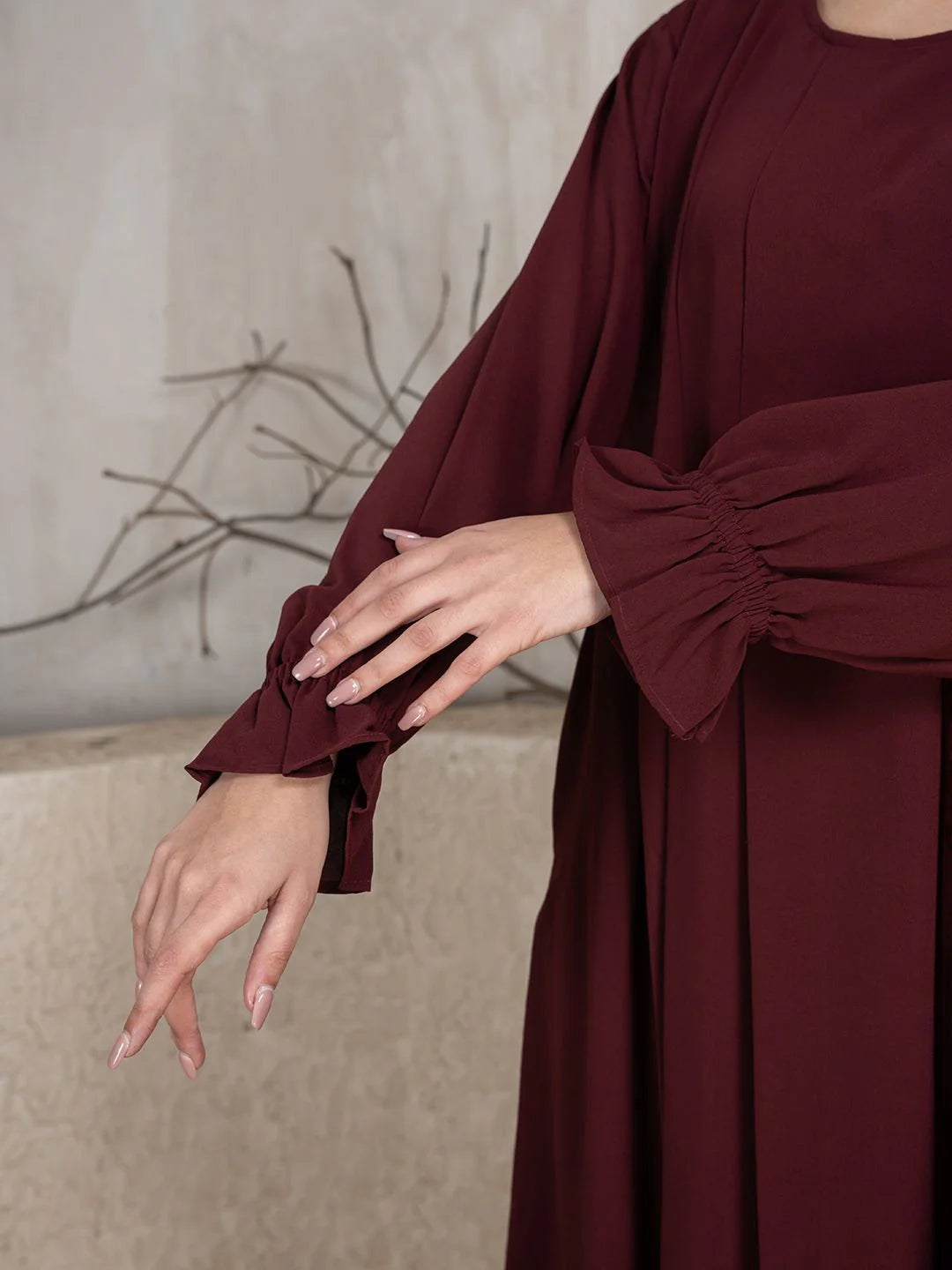 Abaya With Khimar - Maroon