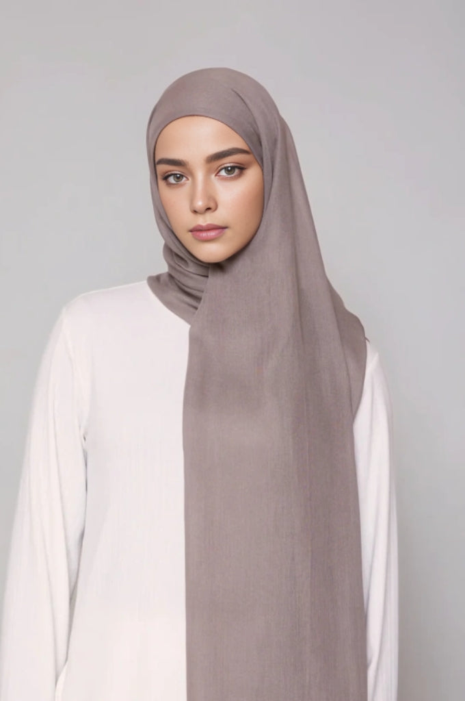 Elegant grey modal hijab for women – soft airy breathable modest wear scarf Mawdeest India