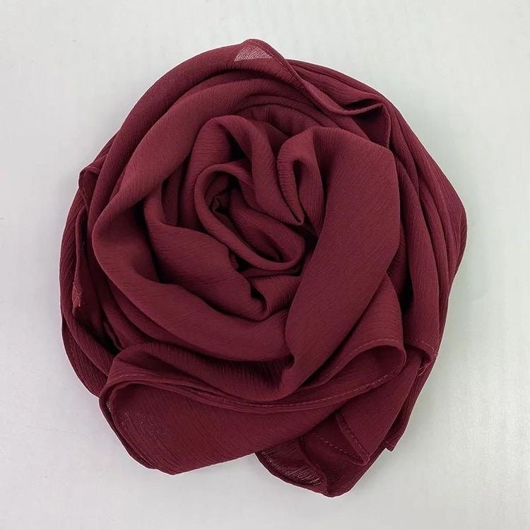 Deluxe Crinkle Chiffon Hijab - Red - Mawdeest