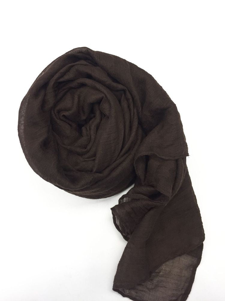 Cotton Crinkle Hijab - Chocolate Brown - Mawdeest