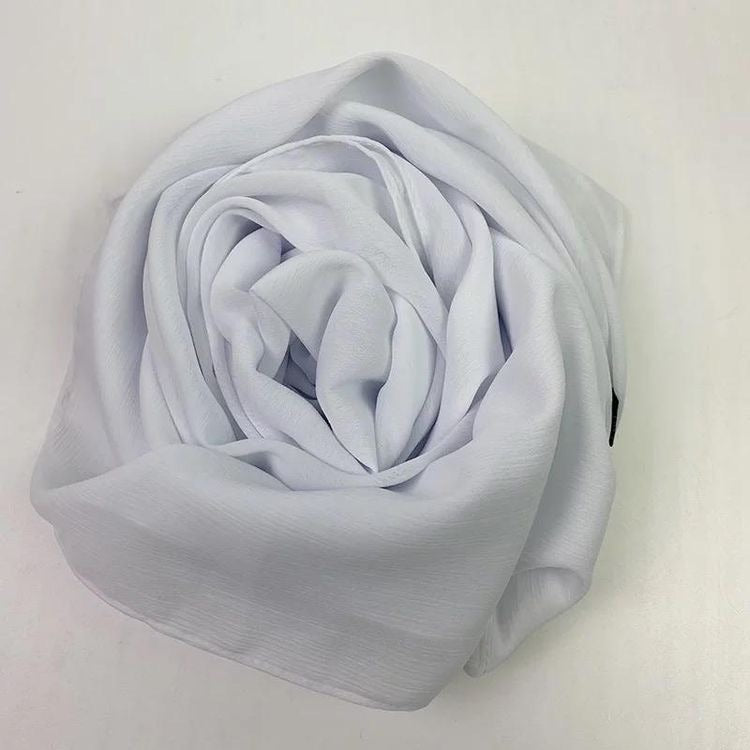 Deluxe Crinkle Chiffon Hijab - White - Mawdeest
