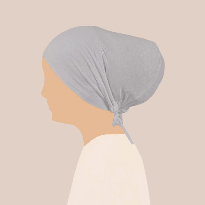 Light grey adjustable hijab cap soft breathable stretch undercap for hijab inner cap women