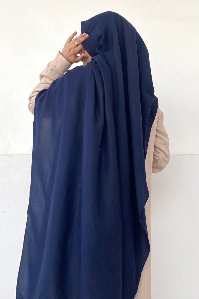Malaysian Cotton Hijab - Navy Blue - Mawdeest