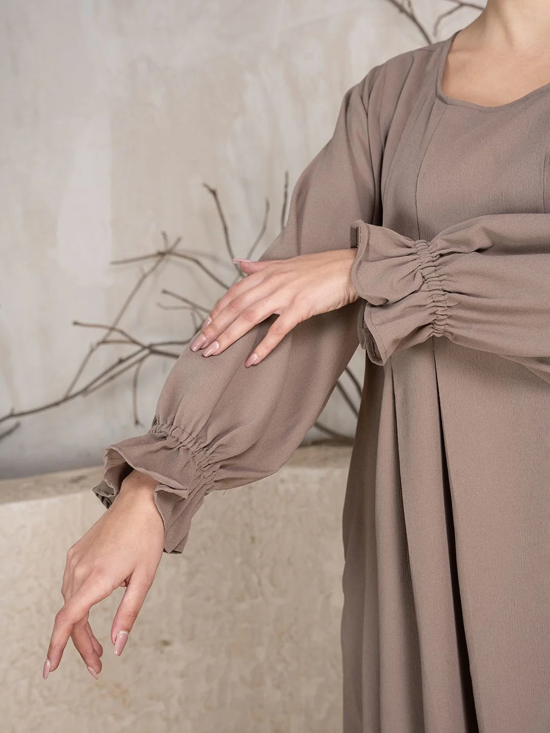 Abaya With Khimar - Brown