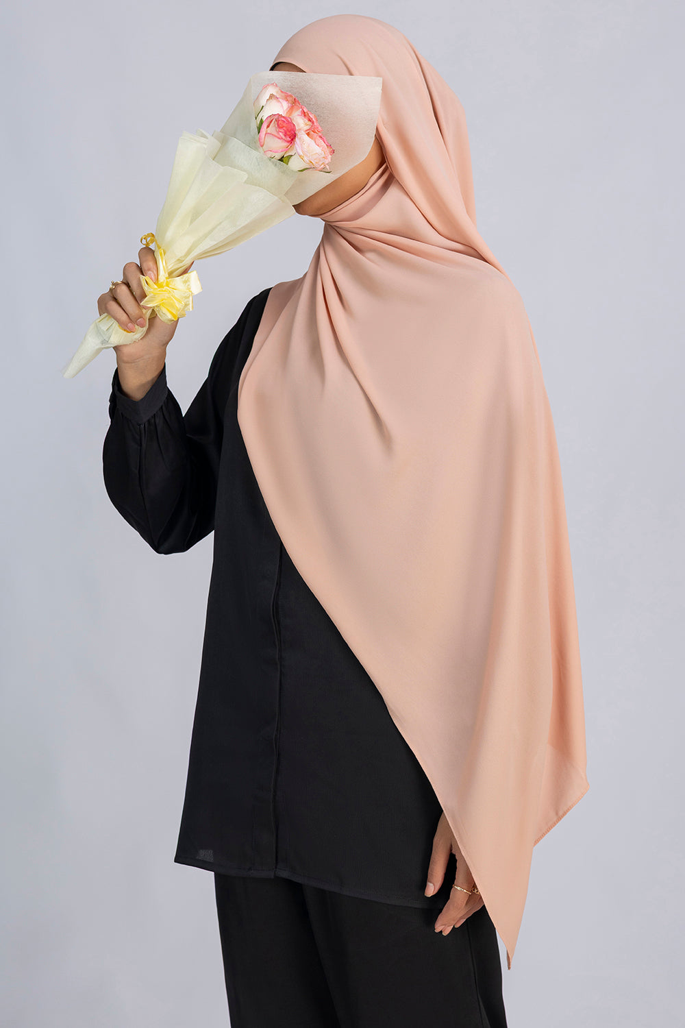 Rose tan chiffon hijab for women by Mawdeest