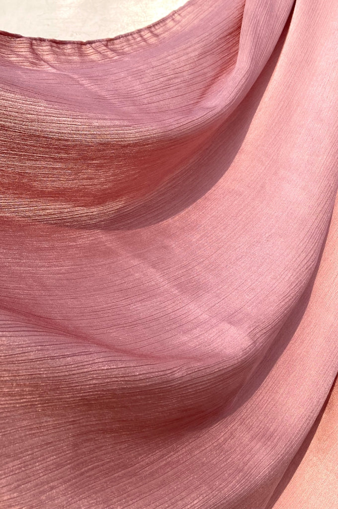 Crinkle Silk Satin Hijab - Pink - Mawdeest