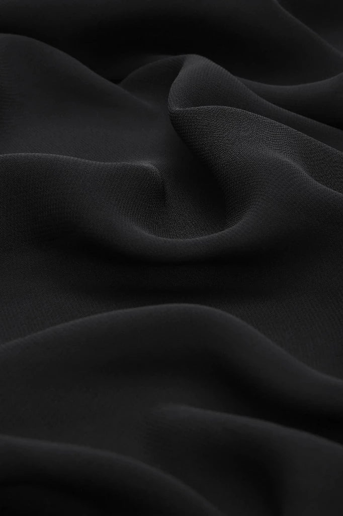 Premium Chiffon Hijab - Black - Mawdeest