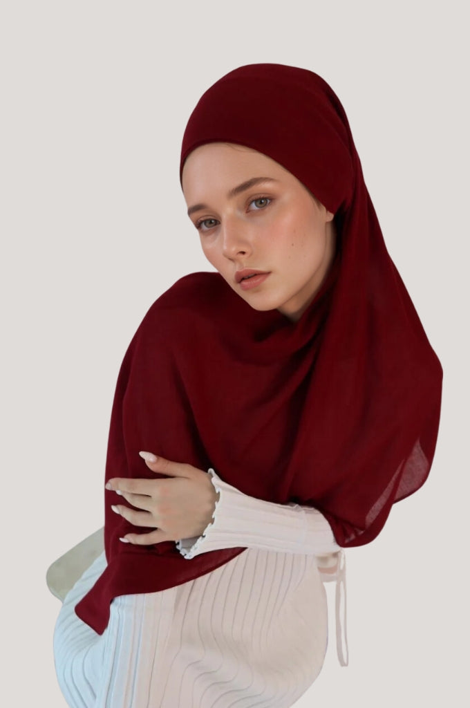 Classic red modal hijab – premium breathable lightweight modest scarf Mawdeest India