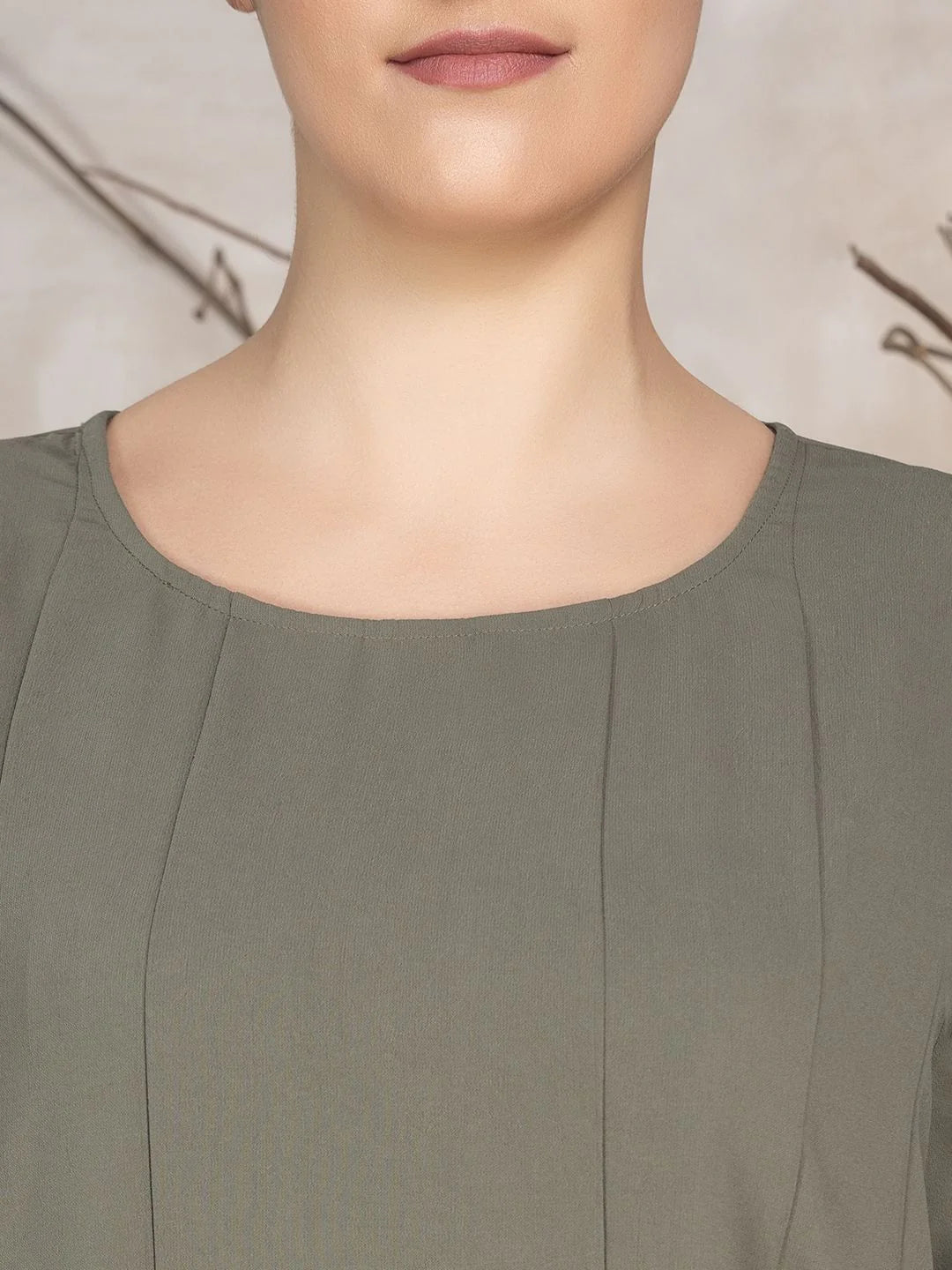 Abaya With Khimar - Nude Olive Green