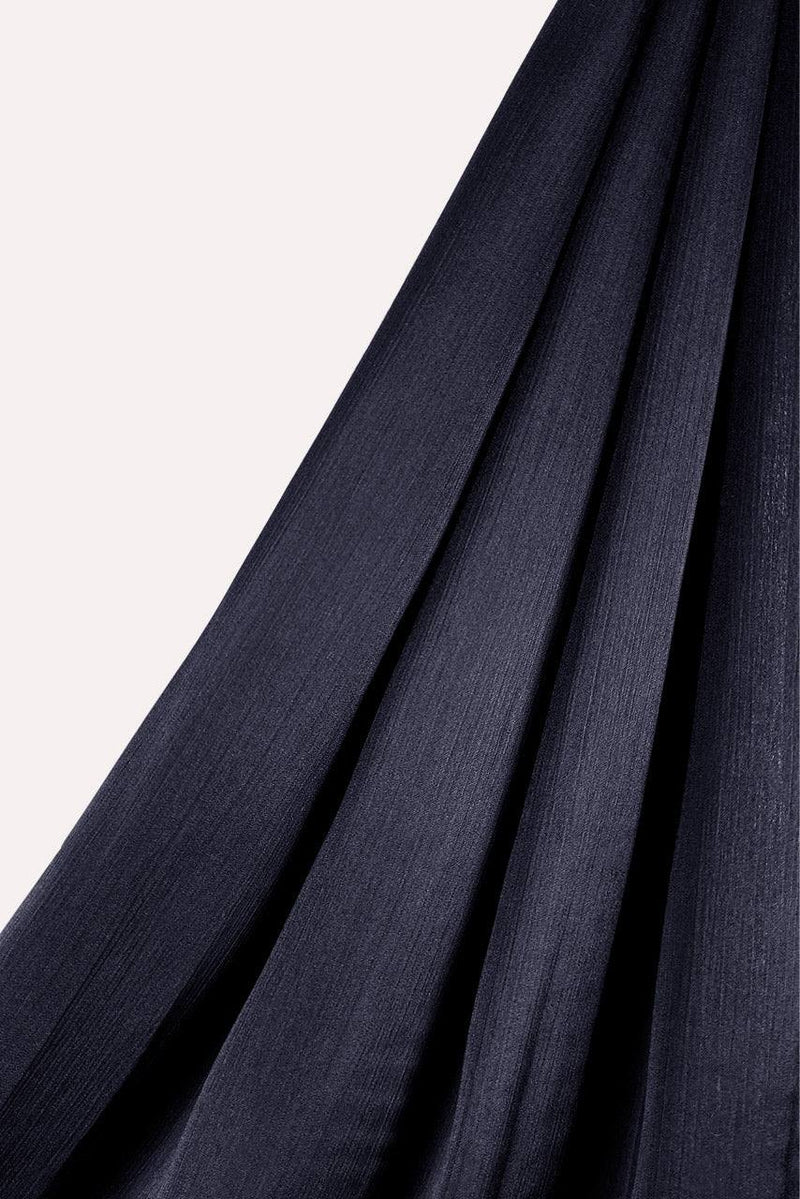Crinkle Silk - Satin Hijab - Navy Blue - Mawdeest
