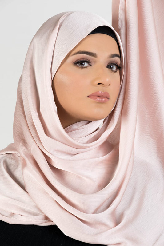 Crinkle Silk - Satin Hijab - Pink Blush - Mawdeest