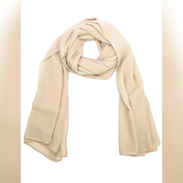 Premium Chiffon Hijab - Cream Off White - Mawdeest
