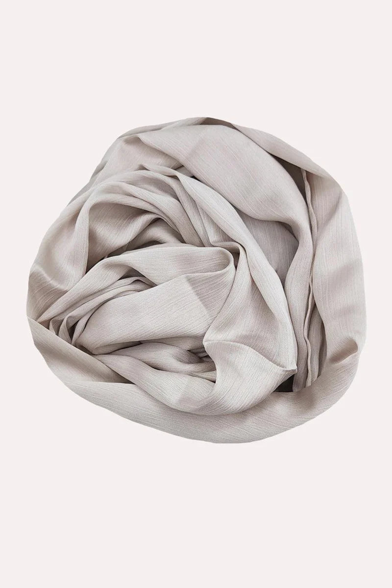 Crinkle Silk - Satin Hijab - Silver - Mawdeest