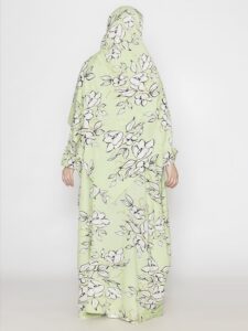 Leaf Print Prayer Gown Green White